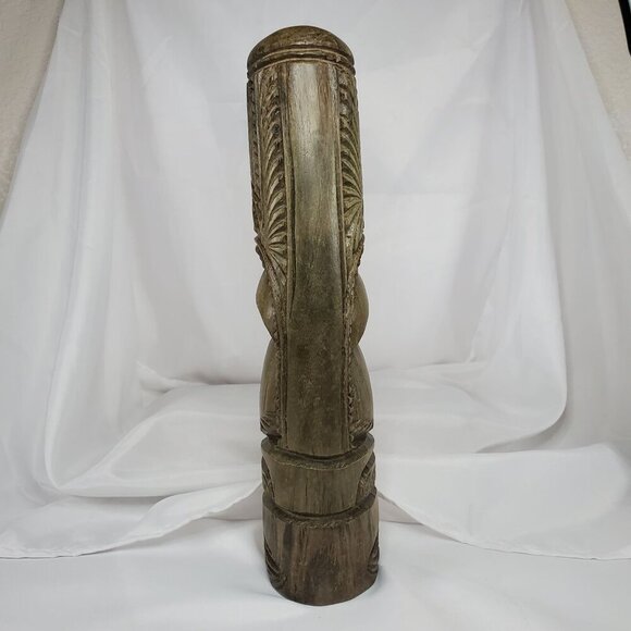 Hawaiian Tiki Totem 14.5" Hibiscus Wood Hand carved Intricate Tribal Design - Picture 12 of 15